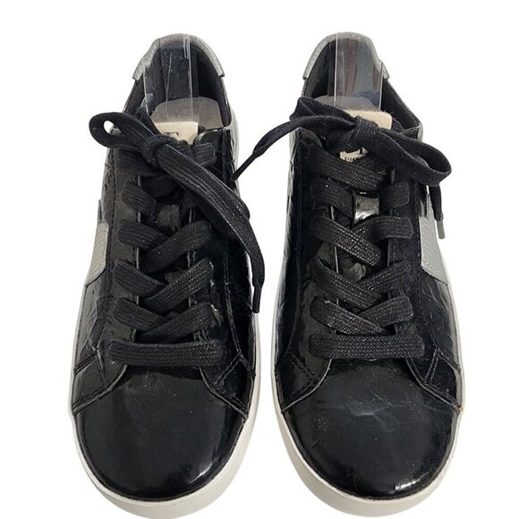 ED Ellen DeGeneres Eda-Gillen Lace-Up Leather Sneakers Black Silver 5.5 - Picture 3 of 11
